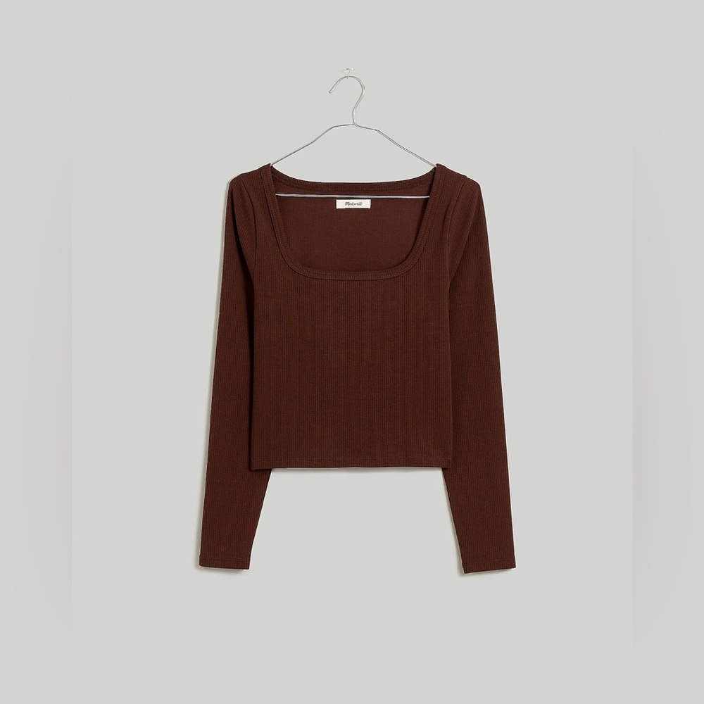 NWT Women’s Madewell Square-Neck Long-Sleeve Crop Tee in Sleekhold, Size XS